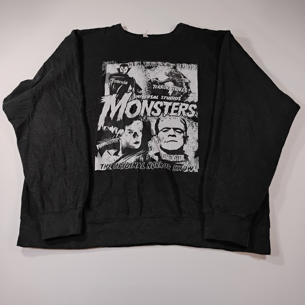 Zuni Sportswear Unisex XL Universal Monsters Black Crewneck Sweatshirt